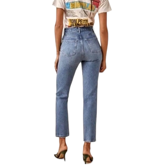 Reformation Cynthia Button Fly High Rise Straight Shasta Destroyed Jeans - Picture 2 of 14